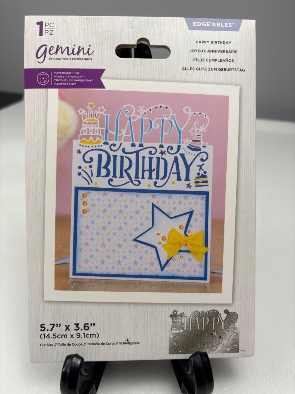Gemini Edgeables Happy Birthday Papercraft Metal Die 5.7" x 3.6" Cut New